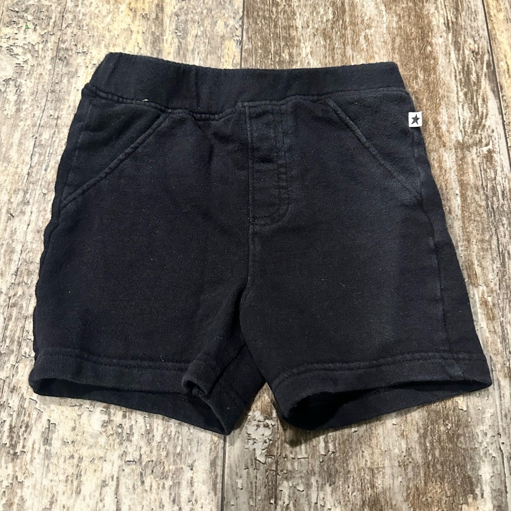 Black Elastic Waist Mid-Thigh Shorts